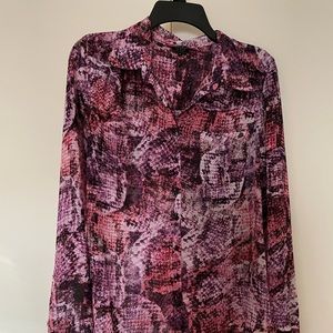 GUESS Purple, Pink, Black, & White Women’s button Down Blouse - Medium